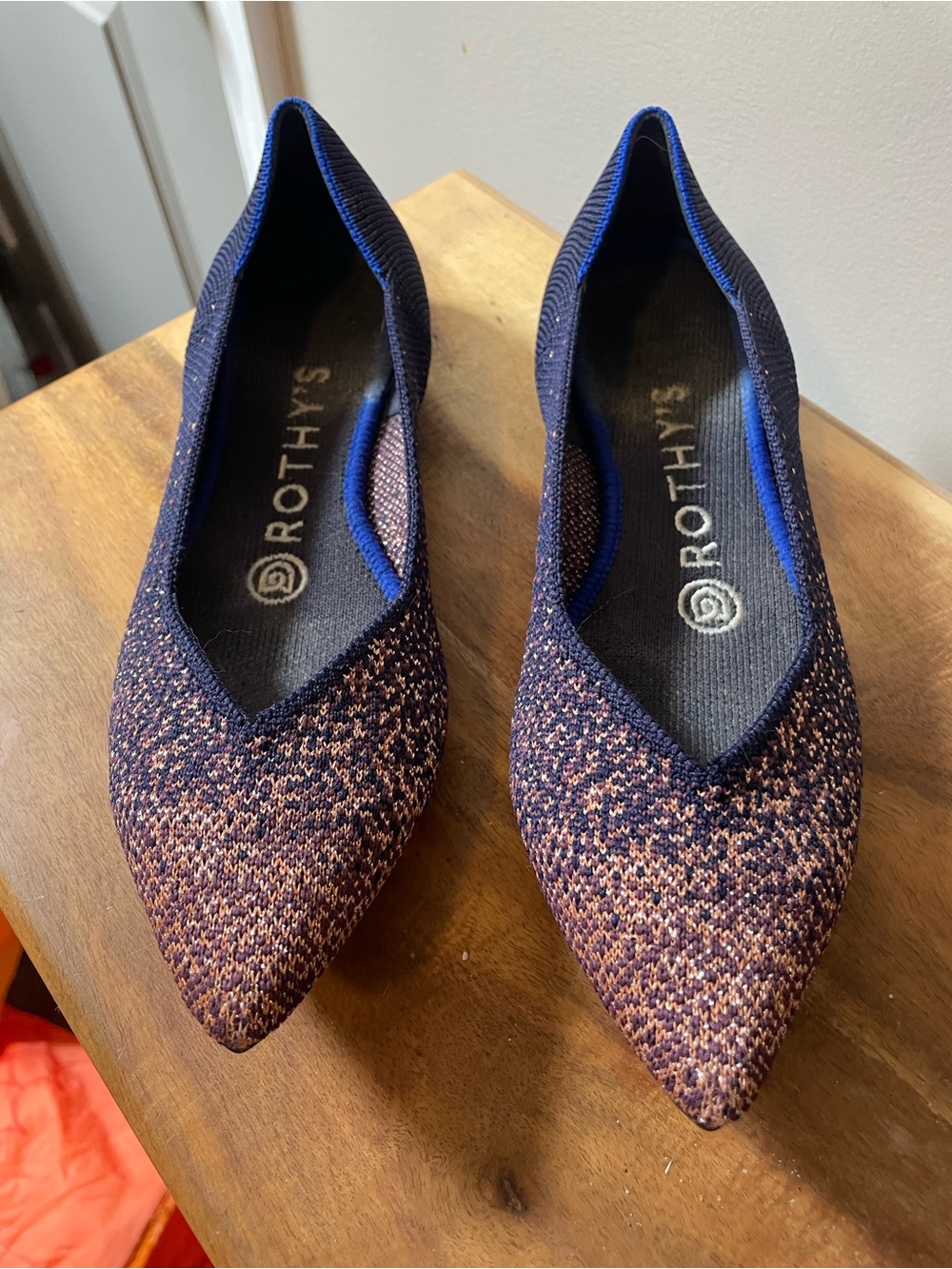 Rothy's The Point flat in the discontinued Midnight Metallic Color